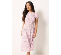 PixieGirl Women's Petite Floral Midi Dress in Light Pink | Size: 10 PixieGirl Light Pink 10