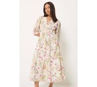 PixieGirl Women's Petite Floral Midi Tea Dress in Ivory | Size: 18 PixieGirl Ivory 18