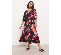 PixieGirl Women's Petite Floral Print Tea Dress in Red | Size: 14 PixieGirl Red 14