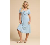 PixieGirl Women's Petite Floral Tie Front Midi Dress in Blue | Size: 14 PixieGirl Blue 14