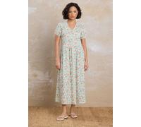 PixieGirl Women's Petite Floral V-Neck Midi Dress in Light Blue | Size: 16 PixieGirl Light Blue 16