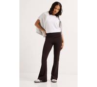 PixieGirl Women's Petite Fold Over Flared Leggings in Chocolate | Size: 10