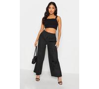 PixieGirl Women's Petite Fold Over Waist Cargo Trousers in Black | Size: 10S PixieGirl Black 10S