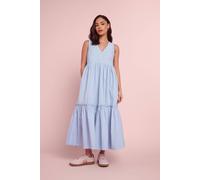 PixieGirl Women's Petite Frill Tiered Midi Dress in Light Blue | Size: 12
