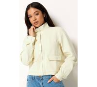 PixieGirl Women's Petite Funnel Neck Denim Jacket in Lemon | Size: 16 PixieGirl Lemon 16