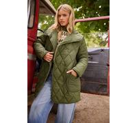 PixieGirl Women's Petite Funnel Neck Quilted Coat in Dark Green | Size: 14 PixieGirl Dark Green 14
