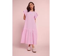 PixieGirl Women's Petite Gingham Drop Waist Maxi Dress in Baby Pink | Size: 6 PixieGirl Baby Pink 6