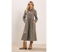 PixieGirl Women's Petite Gingham Shirt Dress in Brown | Size: 12