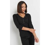 PixieGirl Women's Petite Henley Top in Black | Size: 12 PixieGirl Black 12