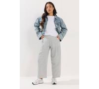 PixieGirl Women's Petite Jersey Pleated Barrel Trousers in Light Grey | Size: 14S PixieGirl Light Grey 14S