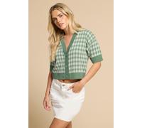 PixieGirl Women's Petite Knitted Gingham Cardigan in Green | Size: 16-18 PixieGirl Green 16-18