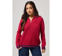 PixieGirl Women's Petite Knitted Quarter Zip Jumper in Red | Size: 10-12 PixieGirl Red 10-12
