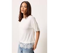 PixieGirl Women's Petite Lace Hem T-Shirt in White | Size: 8 PixieGirl White 8