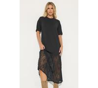 PixieGirl Women's Petite Lace T-Shirt Maxi Dress in Black | Size: 10 PixieGirl Black 10