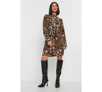 PixieGirl Women's Petite Leopard Print Shirt Dress in Brown | Size: 8 PixieGirl Brown 8