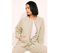 PixieGirl Women's Petite Linen Bomber Jacket in Stone | Size: 16 PixieGirl Stone 16