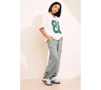 PixieGirl Women's Petite Linen Cargo Joggers in Grey | Size: 12
