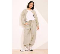 PixieGirl Women's Petite Linen Cargo Joggers in Stone | Size: 14
