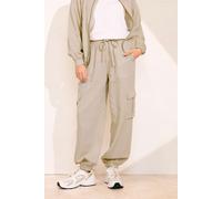 PixieGirl Women's Petite Linen Cargo Joggers in Stone | Size: 8 PixieGirl Stone 8