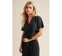 PixieGirl Women's Petite Linen Cropped Shirt in Black | Size: 10 PixieGirl Black 10