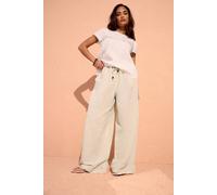 PixieGirl Women's Petite Linen Wide Leg Trousers in Natural | Size: 10S PixieGirl Natural 10S
