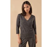 PixieGirl Women's Petite Marl Wrap Top in Chocolate | Size: 8