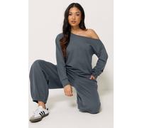 PixieGirl Women's Petite Off-Shoulder Sweatshirt in Dark Blue | Size: 12