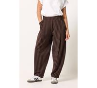 PixieGirl Women's Petite Pinstripe Barrel Leg Trousers in Chocolate | Size: 12S PixieGirl Chocolate 12S