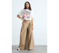 PixieGirl Women's Petite Pleated Palazzo Trousers in Natural | Size: 12S