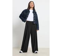 PixieGirl Women's Petite Pleated Wide Leg Trousers in Black | Size: 18