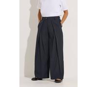 PixieGirl Women's Petite Pleated Wide Leg Trousers in Dark Navy | Size: 12S