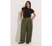 PixieGirl Women's Petite Pleated Wide Leg Trousers in Olive | Size: 14S PixieGirl Olive 14S