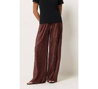 PixieGirl Women's Petite Plisse Wide Leg Trousers in Brown | Size: 12