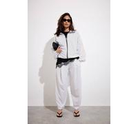 PixieGirl Women's Petite Polka Dot Funnel Neck Jacket in White | Size: 12