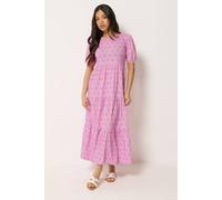 PixieGirl Women's Petite Polka Dot Tiered Maxi Dress in Baby Pink | Size: 10 PixieGirl Baby Pink 10