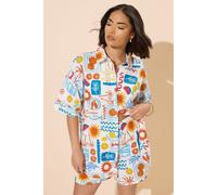 PixieGirl Women's Petite Postcard Graphic Shirt in White | Size: 10 PixieGirl White 10