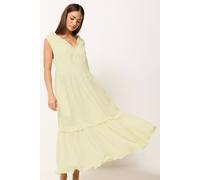 PixieGirl Women's Petite Ruffle Tie Back Maxi Dress in Lemon | Size: 14
