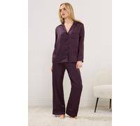 PixieGirl Women's Petite Satin Pyjama Set in Burgundy | Size: 16-18 PixieGirl Burgundy 16-18