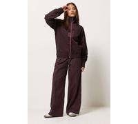 PixieGirl Women's Petite Satin Trim Wide Leg Trousers & Jacket Set in Burgundy | Size: 12 PixieGirl Burgundy 12