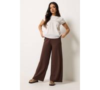 PixieGirl Women's Petite Scuba Wide Leg Trousers in Chocolate | Size: 10
