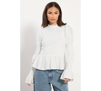 PixieGirl Women's Petite Shirred Smock Top in White | Size: 8 PixieGirl White 8