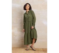 PixieGirl Women's Petite Sleeved Smock Dress in Light Khaki | Size: 8 PixieGirl Light Khaki 8