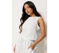 PixieGirl Women's Petite Sleeveless Cheesecloth Top in White | Size: 16