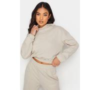PixieGirl Women's Petite Slogan Cropped Hoodie in Stone | Size: 14