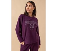 PixieGirl Women's Petite Slogan Fleece Top in Burgundy | Size: 6-8 PixieGirl Burgundy 6-8