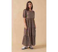 PixieGirl Women's Petite Spot Tiered Dress in Chocolate | Size: 12 PixieGirl Chocolate 12