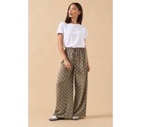 PixieGirl Women's Petite Spot Wide Leg Trousers in Brown | Size: 16