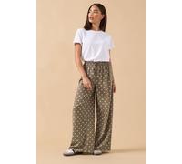 PixieGirl Women's Petite Spot Wide Leg Trousers in Brown | Size: 16 PixieGirl Brown 16