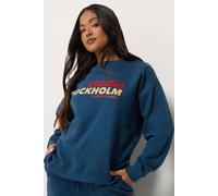 PixieGirl Women's Petite 'Stockholm' Print Sweatshirt in Mid Navy | Size: 10