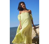 PixieGirl Women's Petite Stripe Bardot Midaxi Dress in Lime | Size: 10 PixieGirl Lime 10
